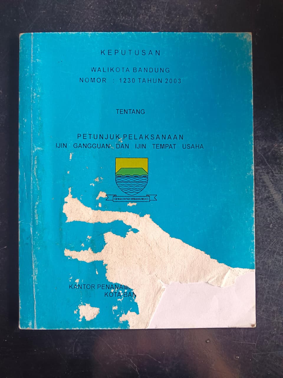 Cover Keputusan Walikota Bandung Nomor:1230Tahun2003 Tentang Petunjuk Pelaksanaan Ijin Gangguan Dan Ijin Tempat  Usaha