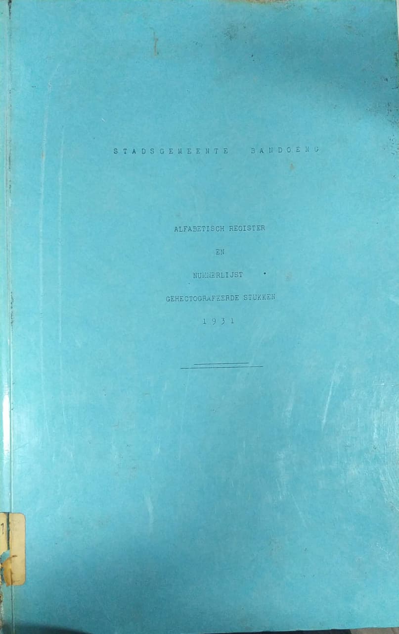 Cover Alfabetisch Register en Nummerlijst Gehecgrafeerde Stukken (1931)