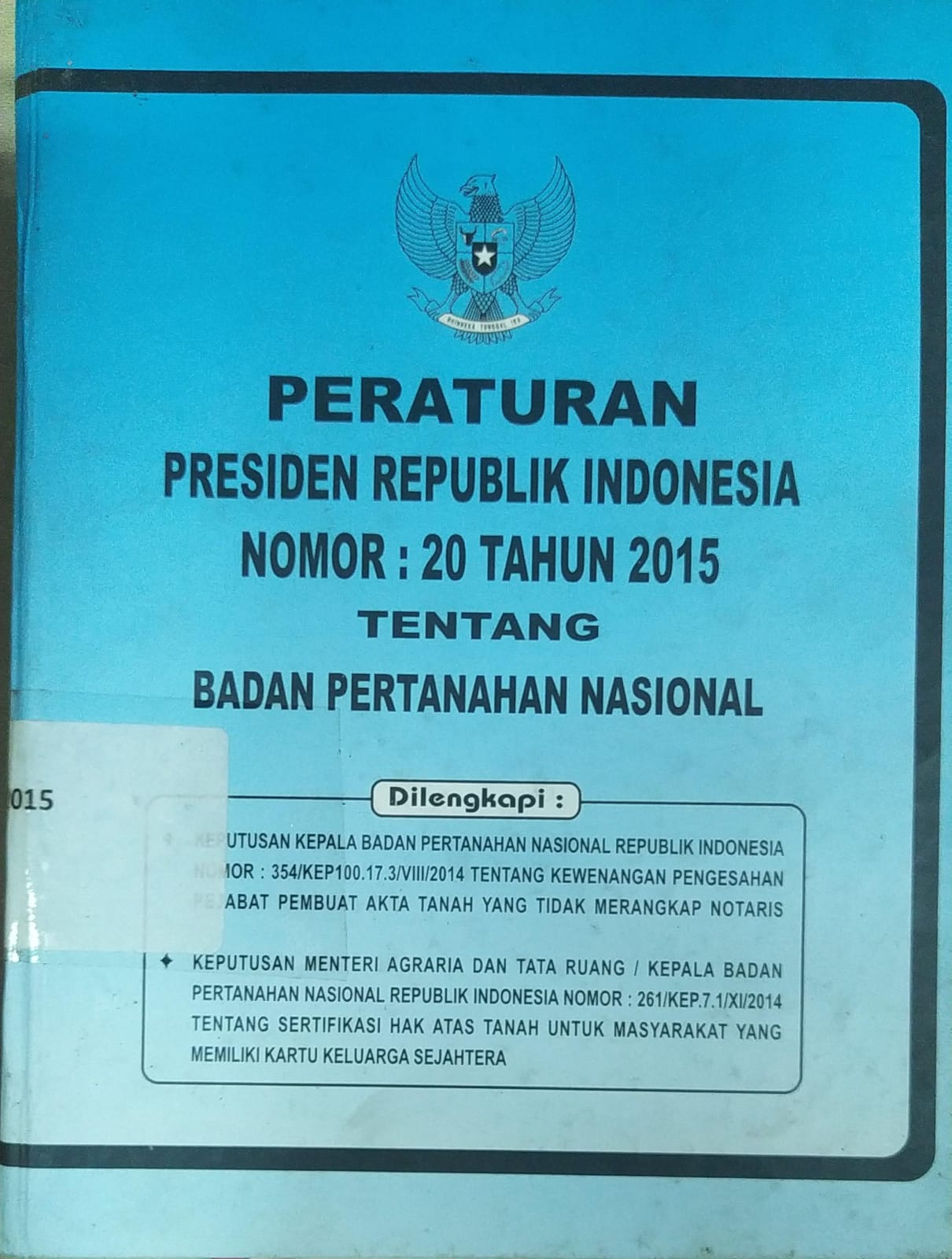 Cover Peraturan Presiden Republik Indonesia Nomor: 20 Tahun 2015 Tentang Badan Pertahanan Nasional