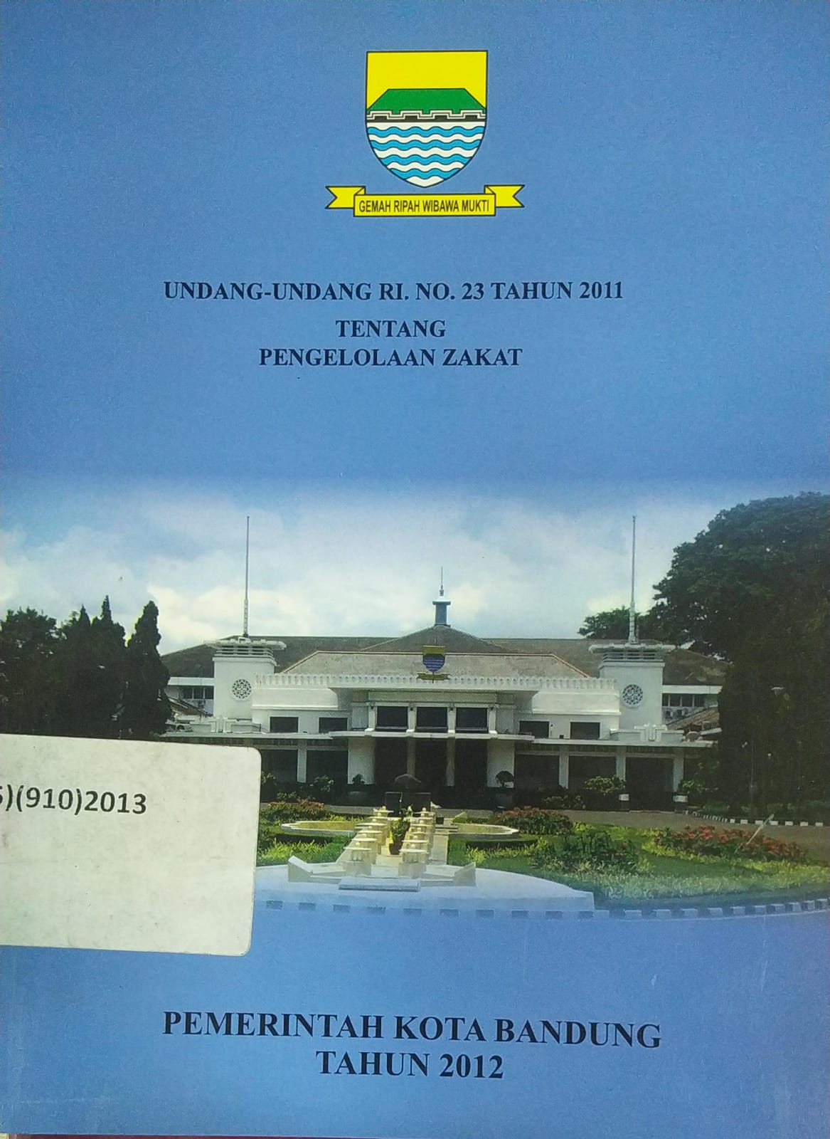 Cover Undang-Undang RI. No. 23 Tahun 2011 Tentang Pengelolan Zakat