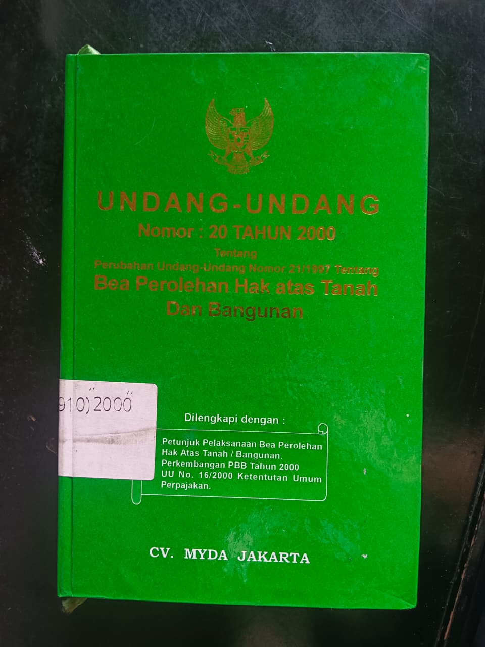 Cover Undang-Undang Nomor : 20 Tahun 2000
Tentang Perubahan Undang-Undang Nomor 21/1997 Tentang 
Bea Perolahan Hak atas Tanah Dan Bangunan