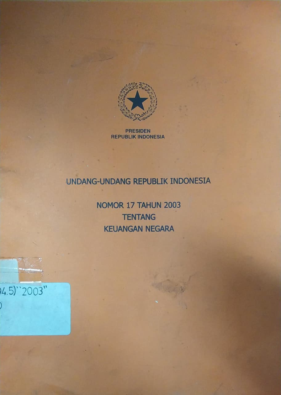 Cover Undang-Undang Republik Indonesia Nomor 17 Tahun 2003