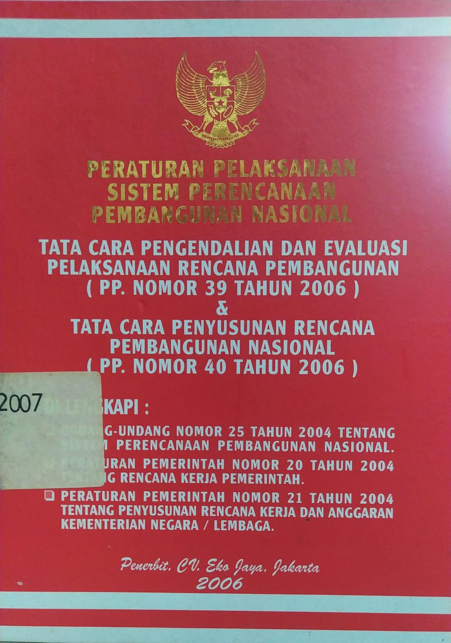 Cover Peraturan Pelaksanaan Sistem Perencanaan Pembangunan Nasional