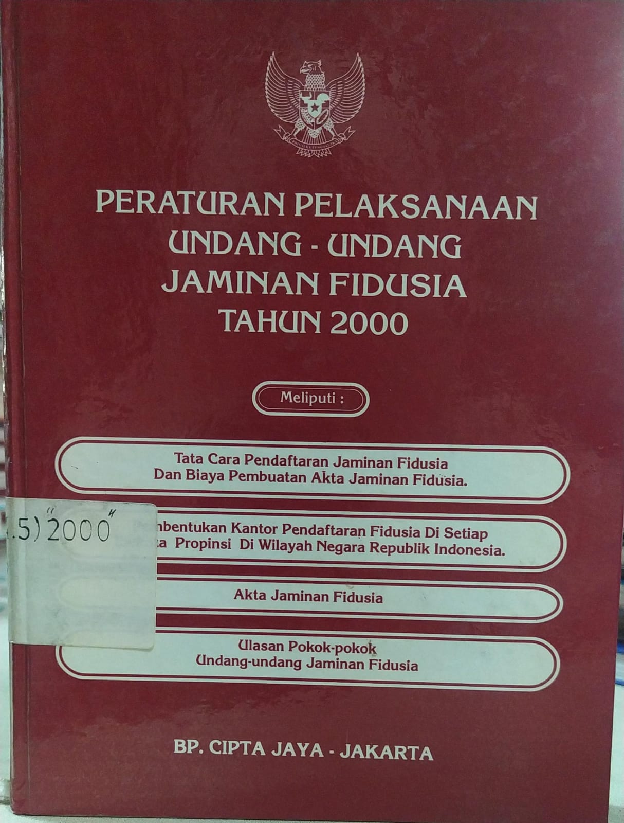 Cover Peraturan Pelaksanaan Undang-Undang Jaminan Fidusia Tahun 2000