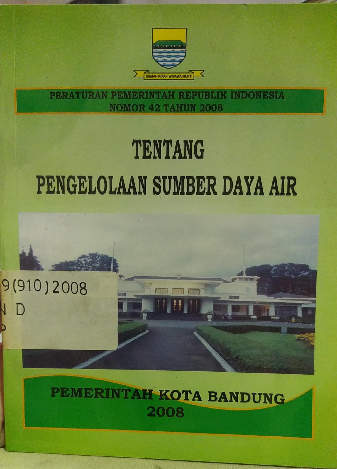Cover Peraturan Pemerintah Republik Indonesia Nomor 42 Tahun 2008 Tentang Pengelolaan Sumber Daya Air
