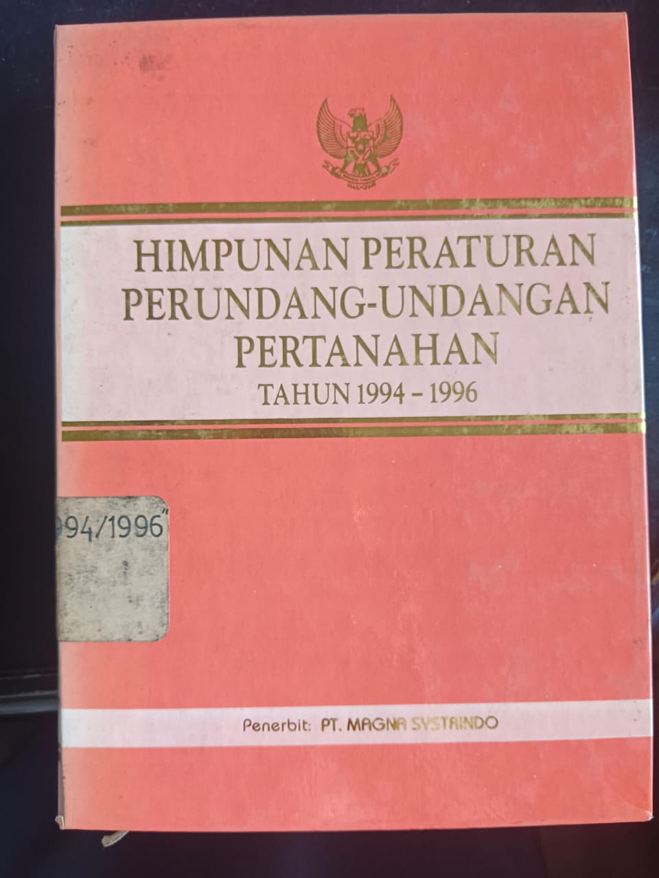 Cover Himpunan Peraturan Perundang-Undangan Pertanahan Tahun 1994-1996