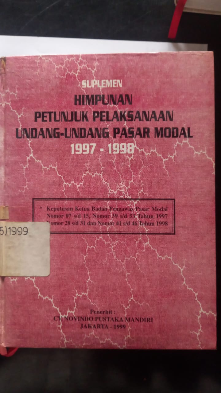 Cover Suplemen Himpunan Petunjuk Pelaksanaan Undang - Undang Pasar Modal 1997 - 1998
