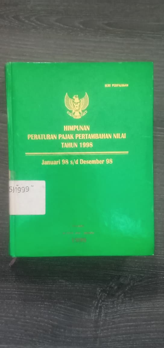 Cover Himpunan Peraturan Pajak Pertambahan Nilai Tahun 1998 Januari 98 s/d Desember 98