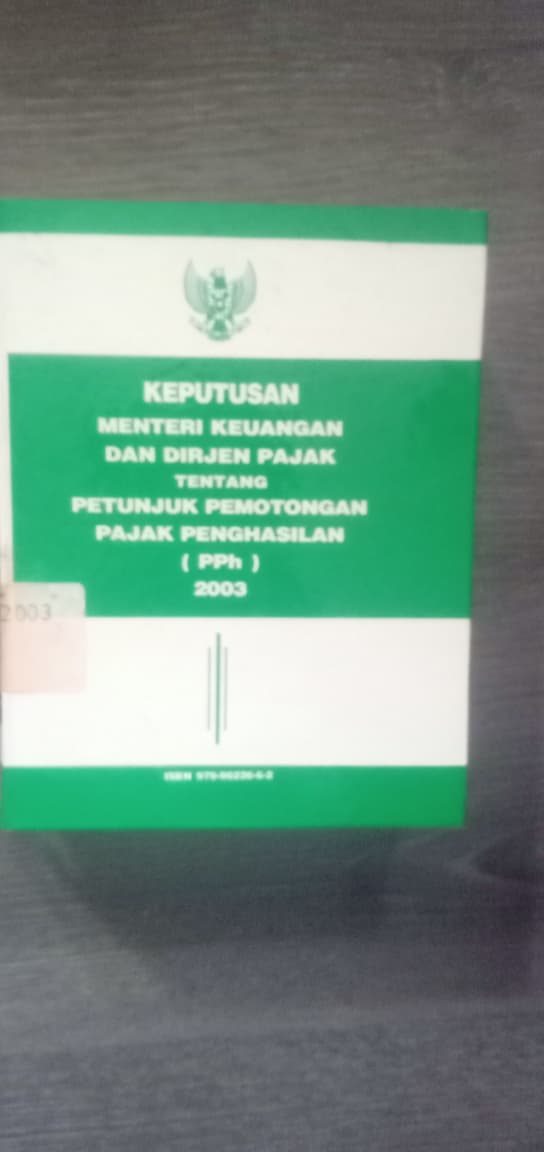 Cover Keputusan Menteri Keuangan Dan Dirjen Pajak Tentang Petunjuk Pemotongan Pajak Penghasilan (PPh)