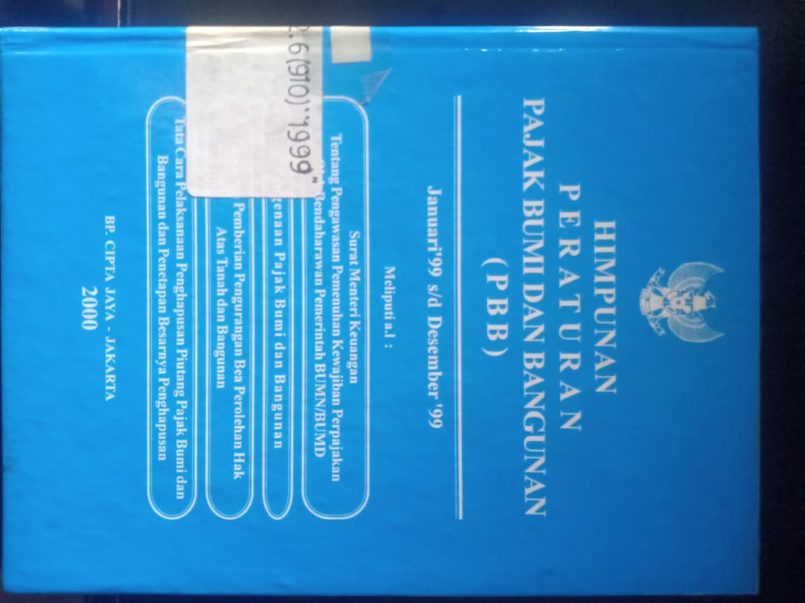 Cover Himpunan Peraturan Pajak Bumi Dan Bangun (PBB) Januari'99 s/d Desember'99