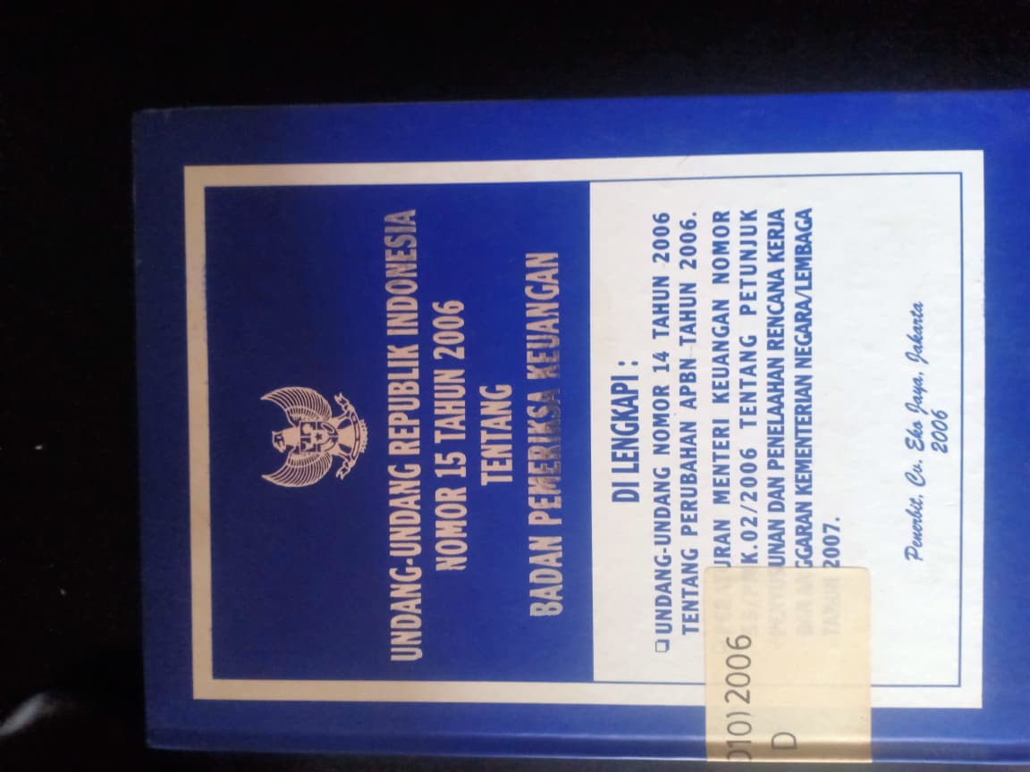 Cover Undang-Undang Republik Indonesia Nomor 15 Tahun 2006 Tentang Badan Pemeriksa Keuangan