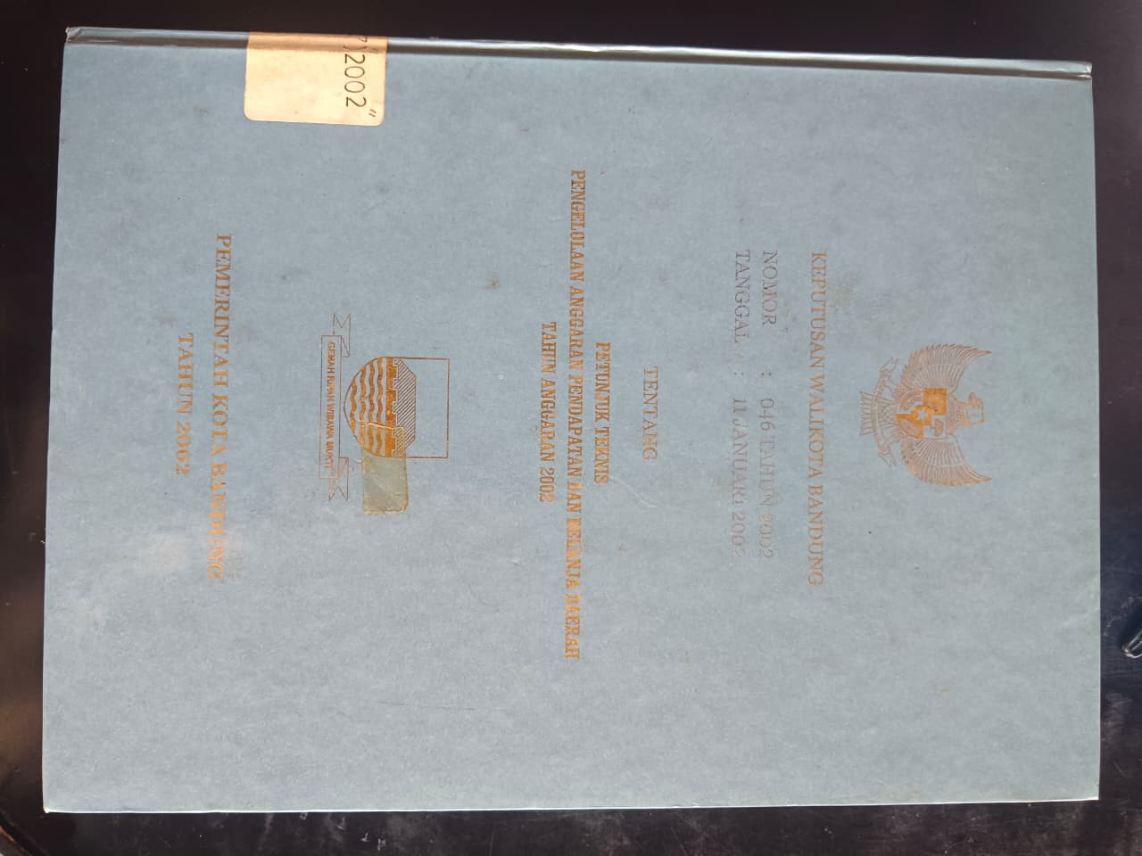 Cover Keputusan Walikota Bandung Tentang Petunjuk Teknis Pengelolaan Anggaran Pendapatan Dan Belanja Daerah Tahun Anggaran 2002