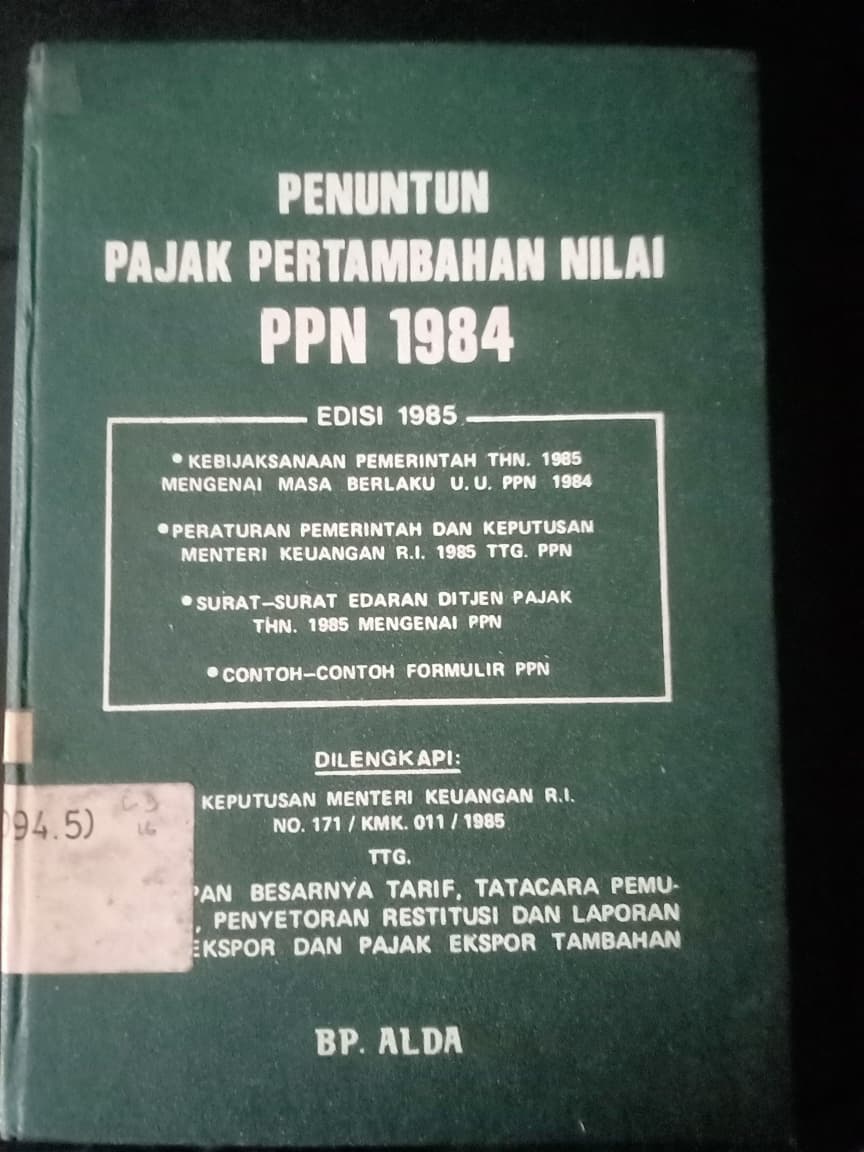 Cover Penuntuan Pajak Pertambahan PPN 1984
