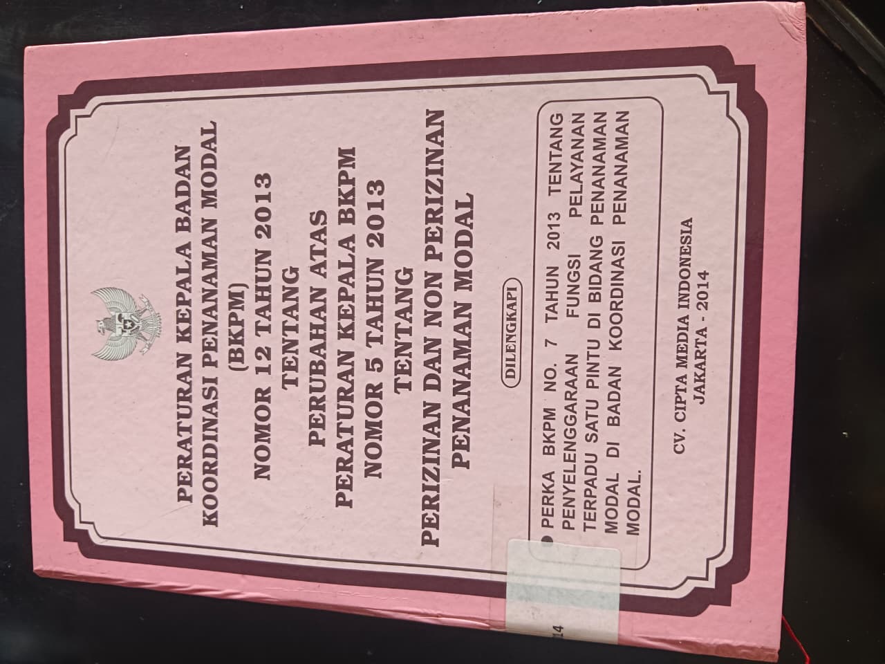 Cover Peraturan Kepala Badan Koordinasi Penanaman Modal (BKPM) Nomor 12 Tahun 2013 Tentang Perubahan Atas Peraturan Kepala BKPM Nomor 5 Tahun 2013 Tentang Perizinan Dan Non Perizinan Penanaman Modal