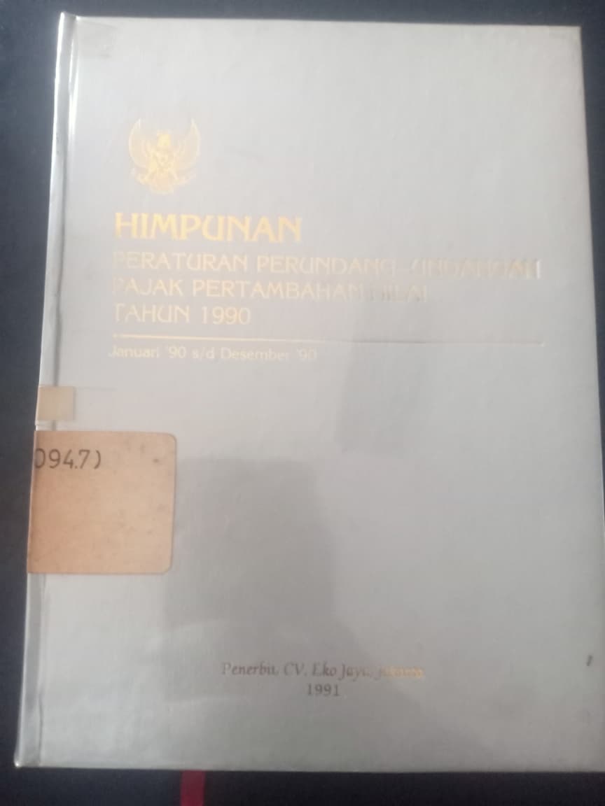 Cover Himpunan Peraturan Perundang-Undangan Pajak Pertambahan Nilai Tahun 1990 Januari '90 s/d Desember '90