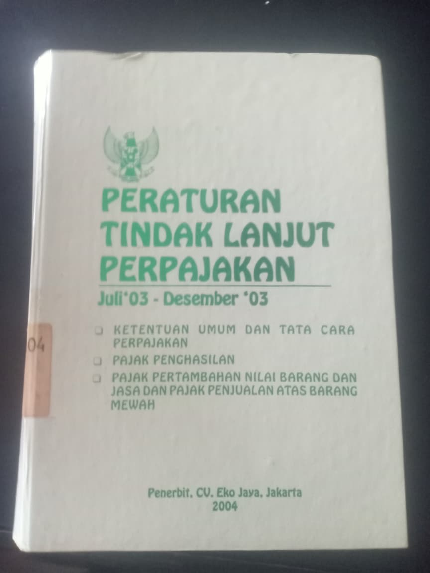 Cover Peraturan Tindak Lanjut Perpajakan Juli'03 - Desember '03