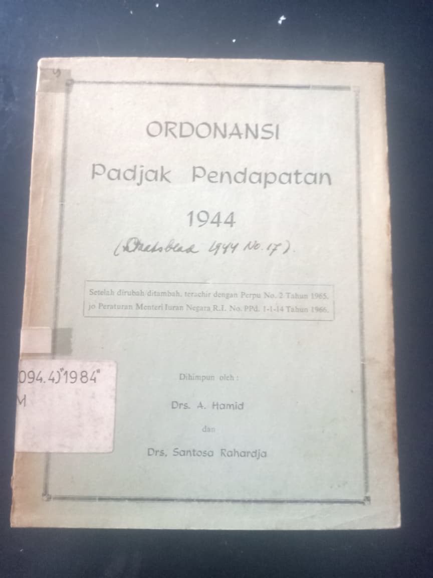 Cover Ordonasi Padjak Pendapatan 1944