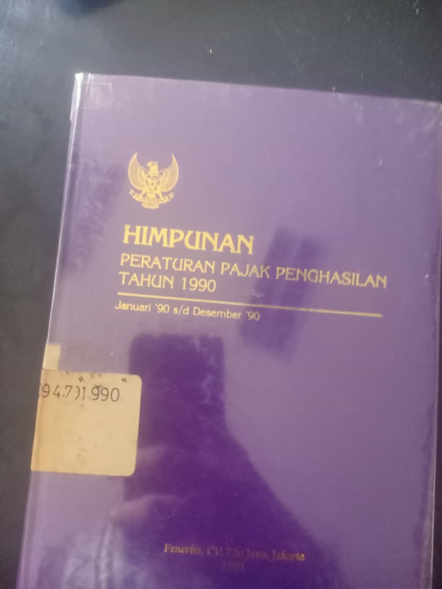 Cover Himpunan Peraturan Pajak Penghasilan Tahun 1990 Januari'90 s/d Desember '90