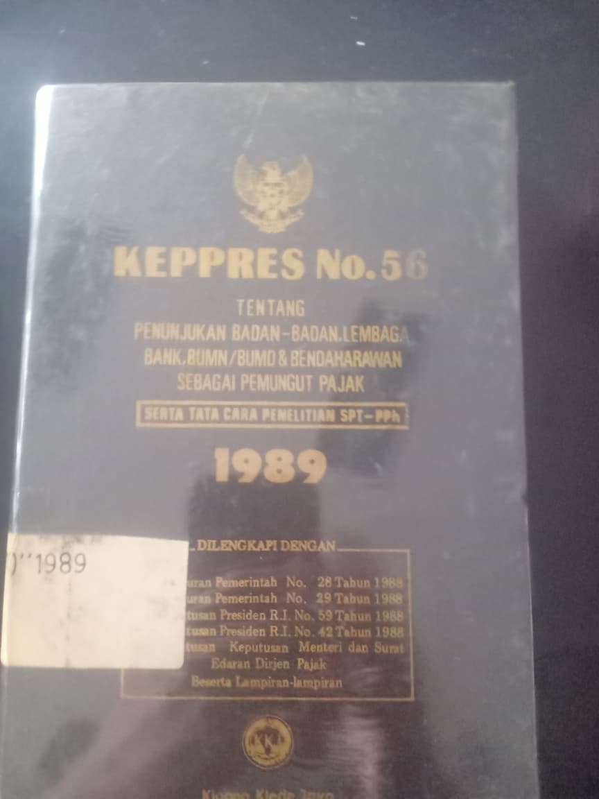 Cover KEPRES No. 56 Tentang Penunjukan Badan-Badan Lembaga Bank BUMN/BUMBD& Bendaharawan Sebagai Pengumungut Pajak