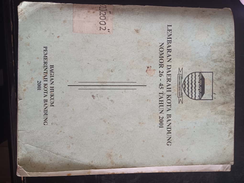 Cover Lembaran Daerah Kota Bandung Nomor 26-45 Tahun 2001
