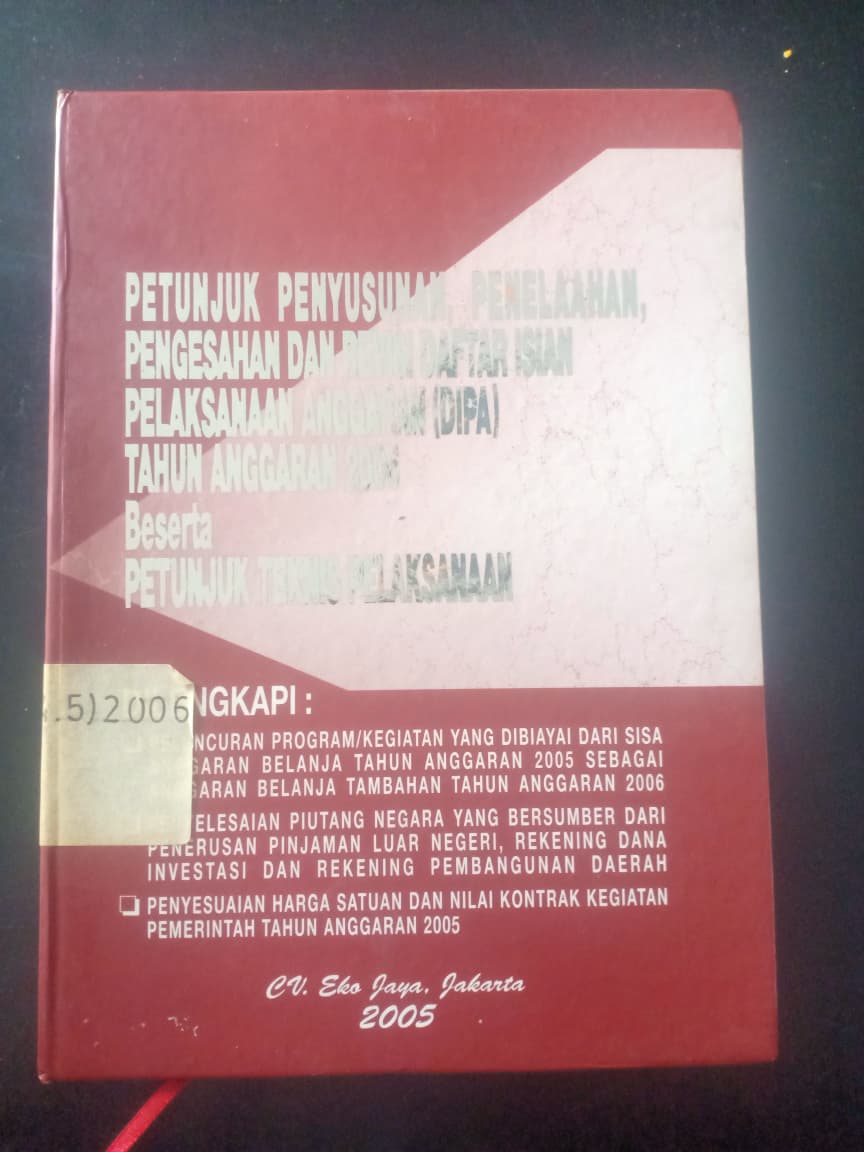 Cover Petunjuk Penyusunan, Penelaahab, Pengesahan Dan Revisi Daftar Isian Pelaksanaan Anggaran (DIPA) Tahun Anggaran 2006