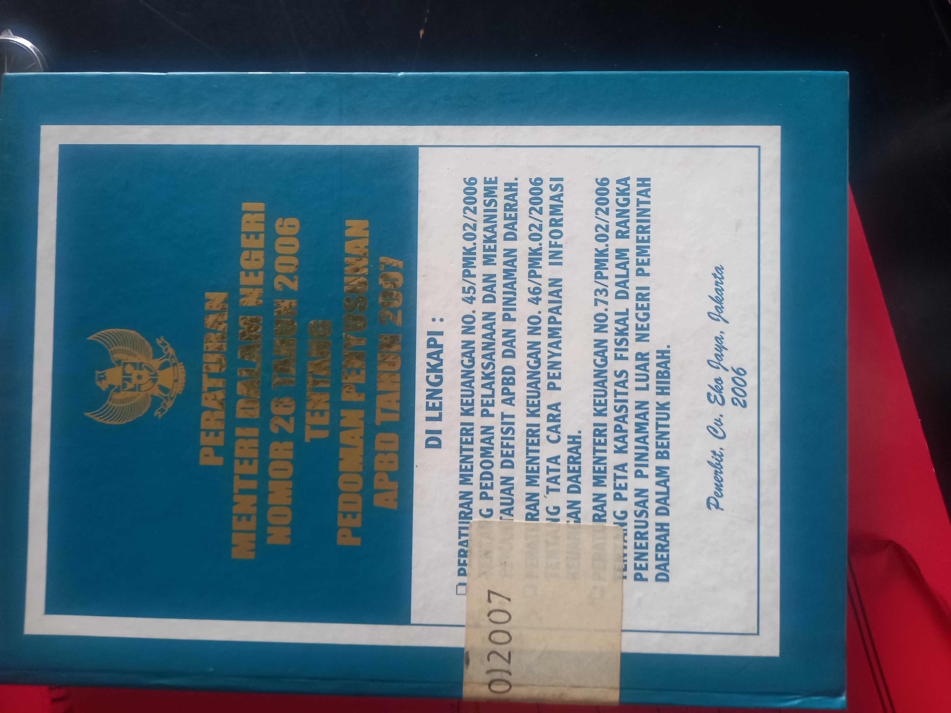 Cover Peraturan Menteri Negeri Nomor 20 Tahun 2008 Tentang Pedoman Penyusunan APBD Tahun 2007