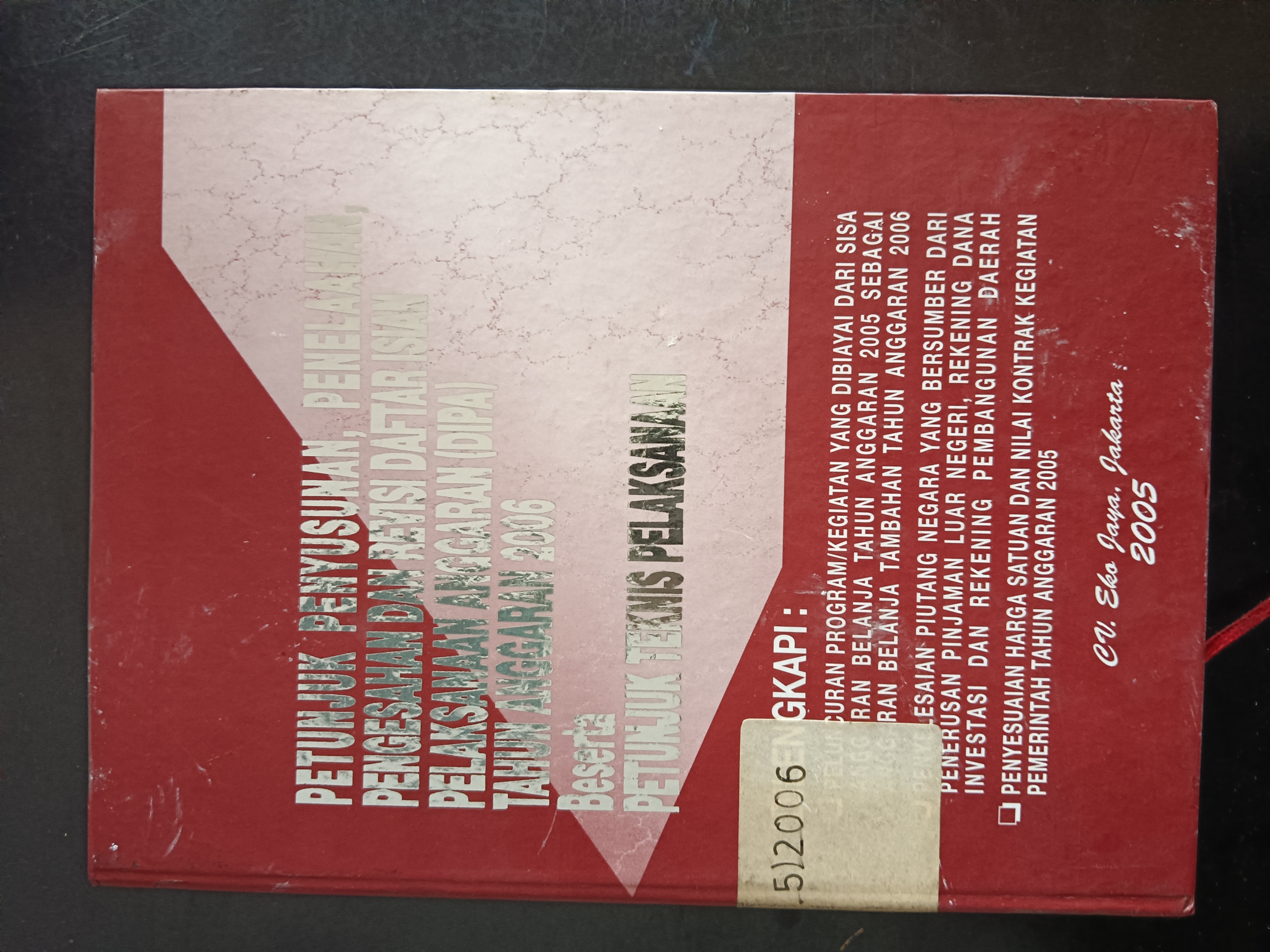 Cover Petunjuk Penyusunan, Penelaahan, Pengesahan Dan Revisi Daftar Isian Pelaksanaan Anggaran (DIPA) Tahun Anggaran 2006 Beserta Petunjuk Teknis Pelaksanaan