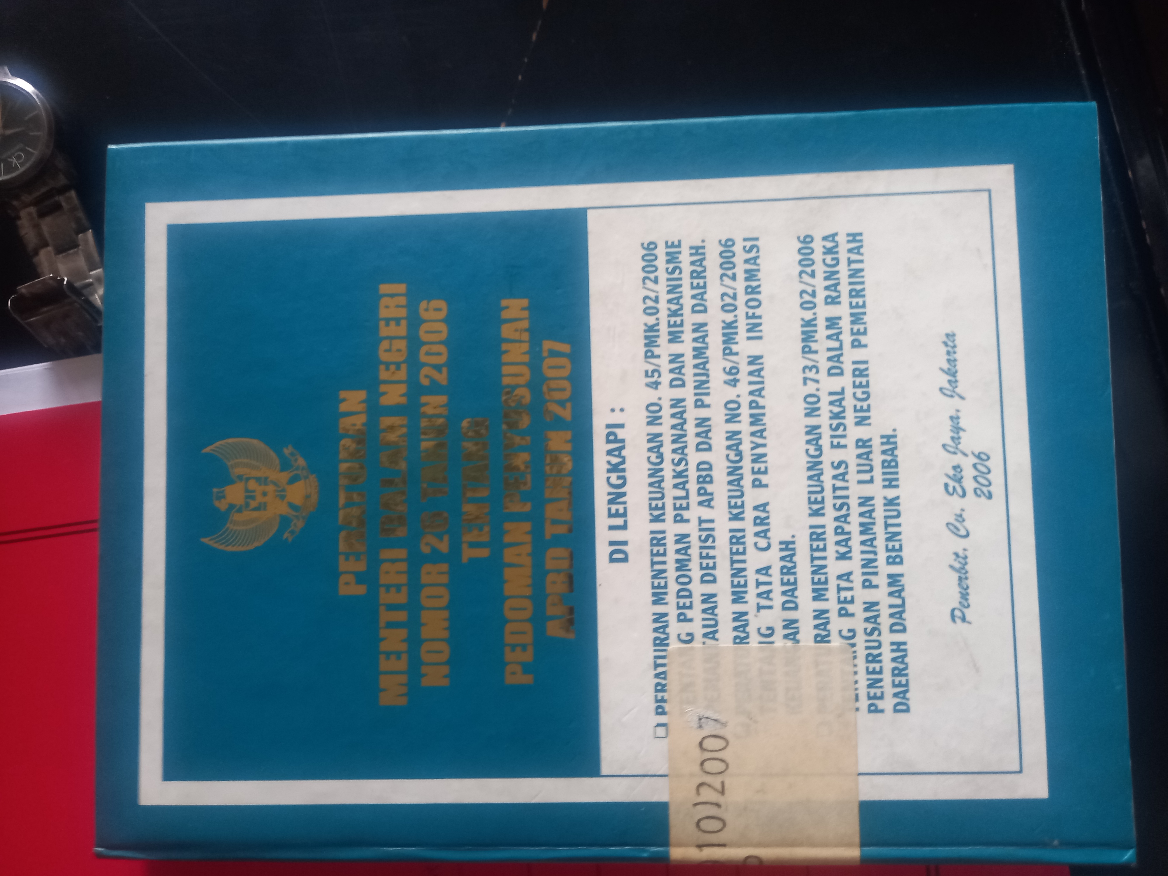 Cover Peraturan Menteri Negeri Nomor 20 Tahun 2008 Tentang Pedoman Penyusunan APBD Tahun 2007