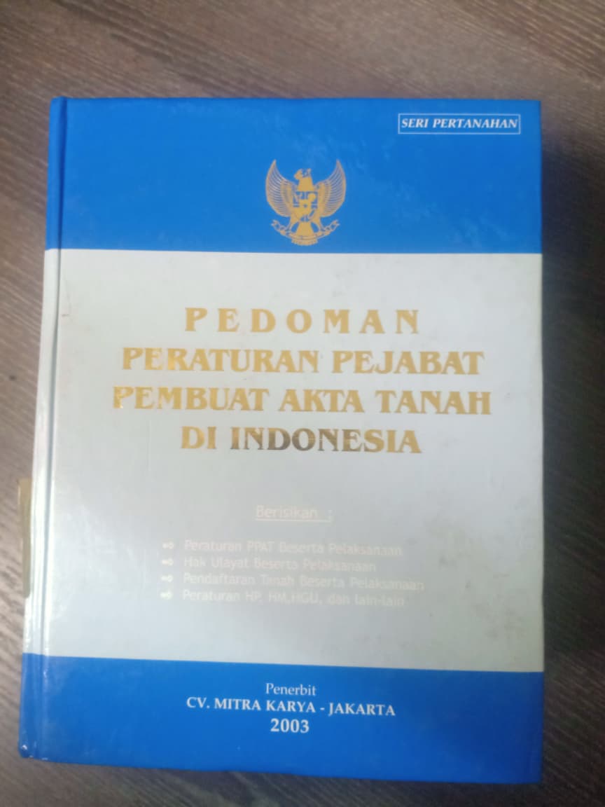 Cover Pedoman Peraturan Pejabat Pembuat Akta Tanah Di Indonesia