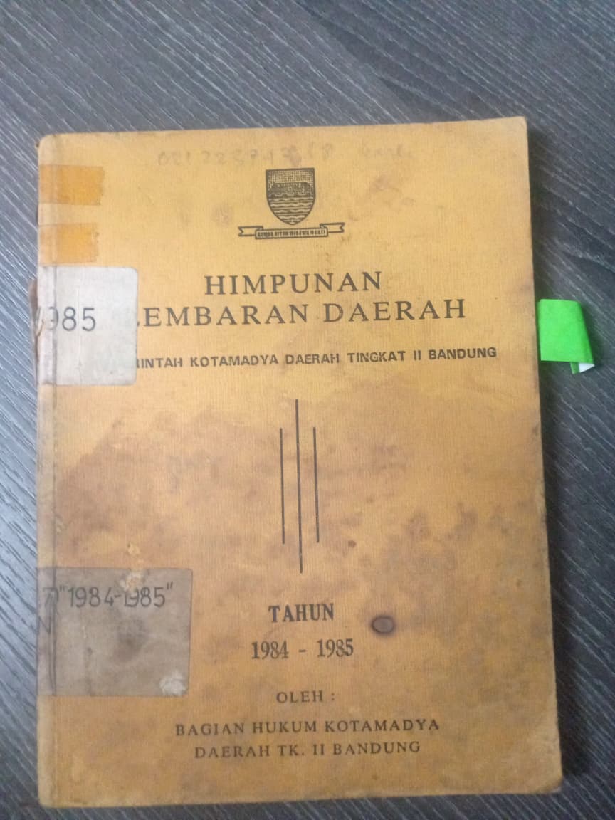 Cover Himpunan Lembaran Daerah Pemerintah Kotamadya Daerah Tingkat II Bandung