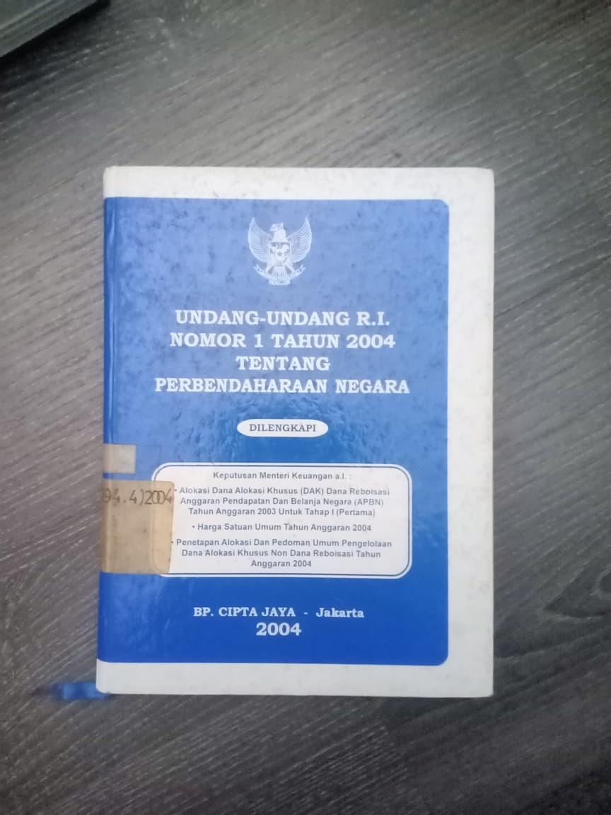 Cover Undang-Undang Nomor 1 Tahun 2004 Tentang Perbendaharaan Negara