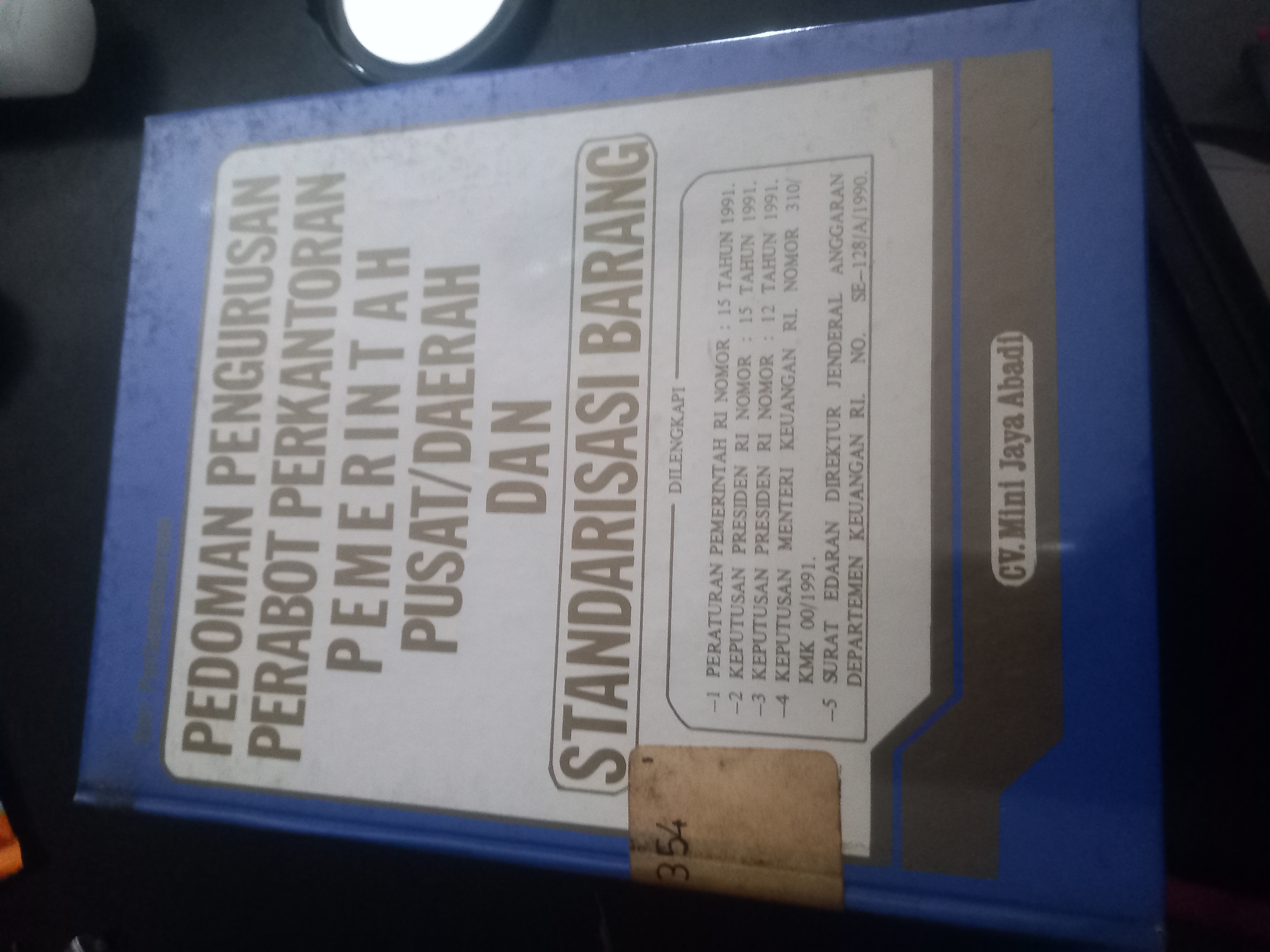 Cover Pedoman Pengurusan Perabot Perkantoran Pemerintah Pusat/Daerah Dan Standarisasi Barang