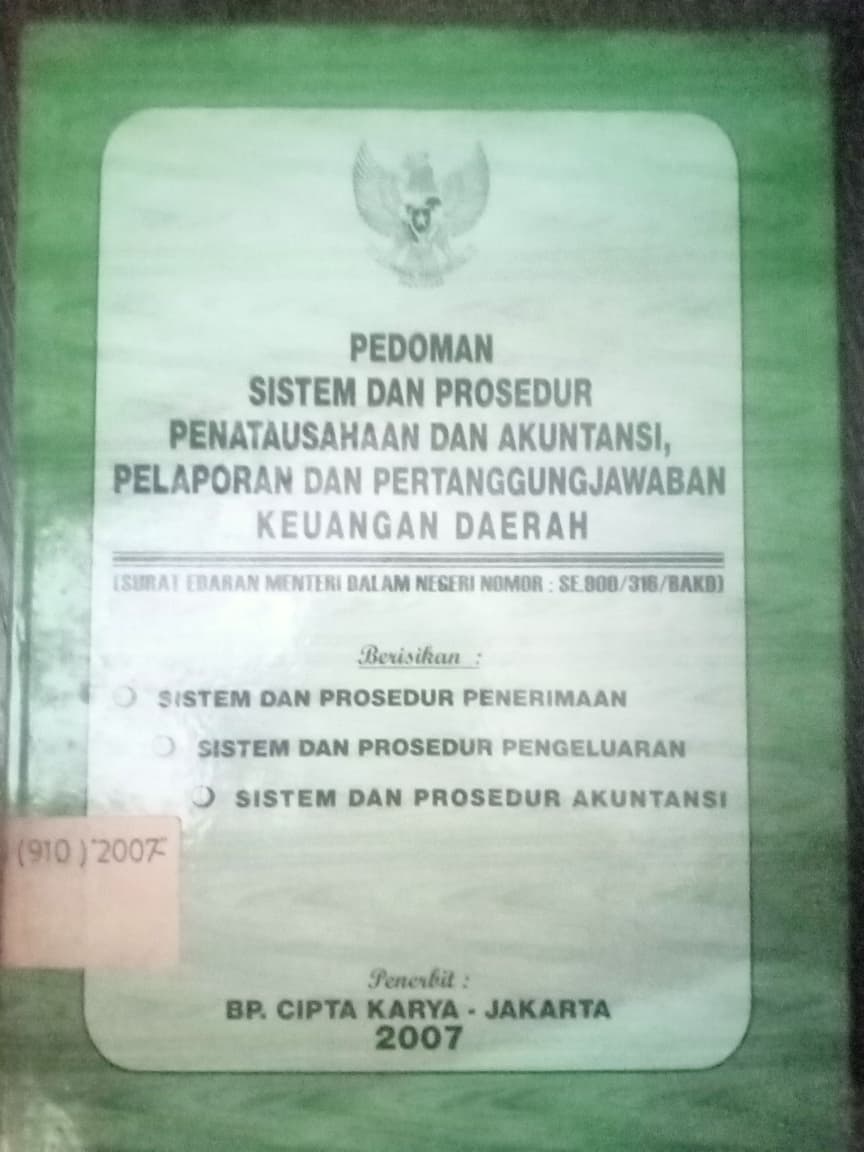 Cover Pedoman Sistem Dan Prosedur Penatausahaan Dan Akuntansi, Pelaporan Dan Pertanggung Jawaban Keuangan Daerah