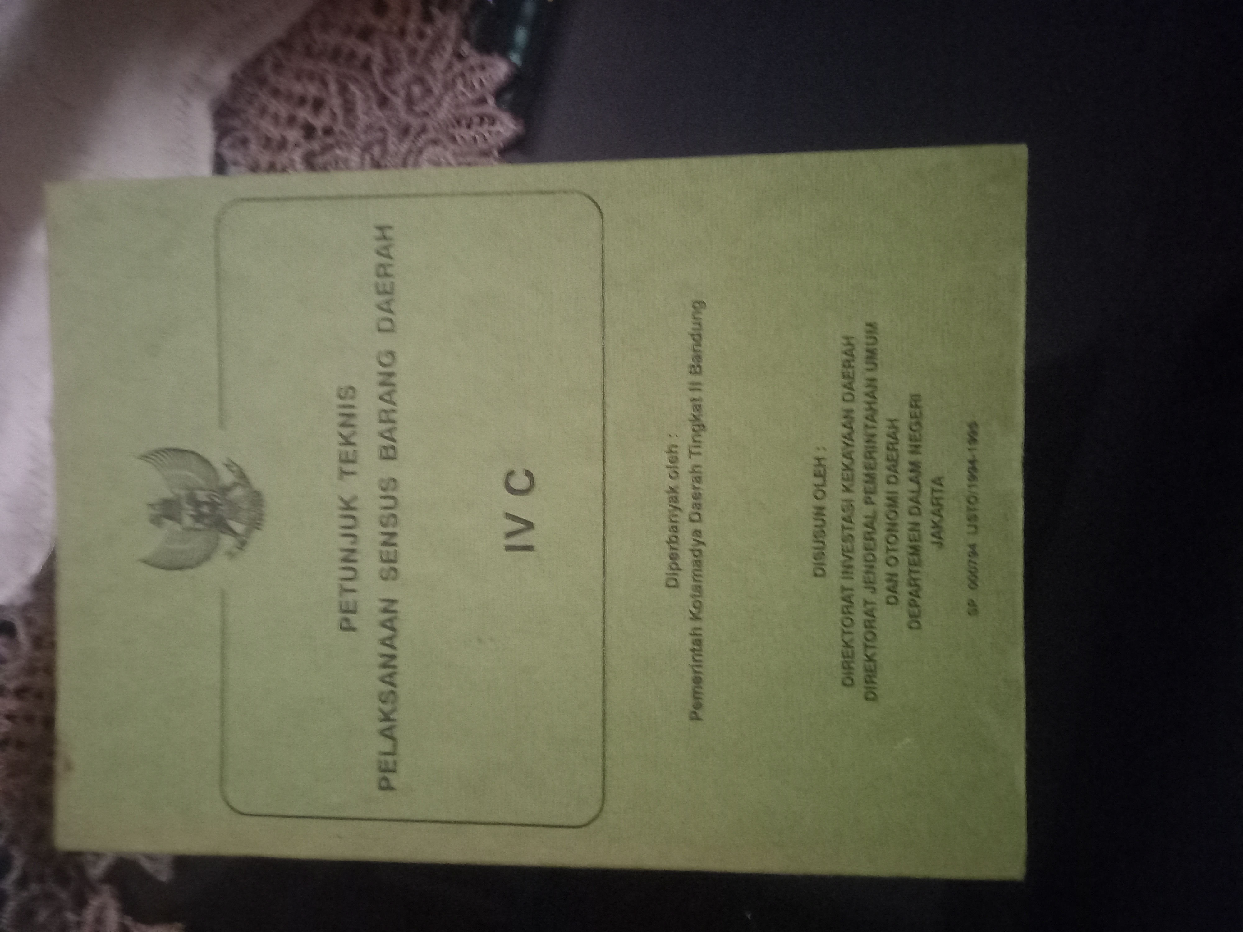 Cover Petunjuk Pelaksanaan Sensus Barang Daerah IV C