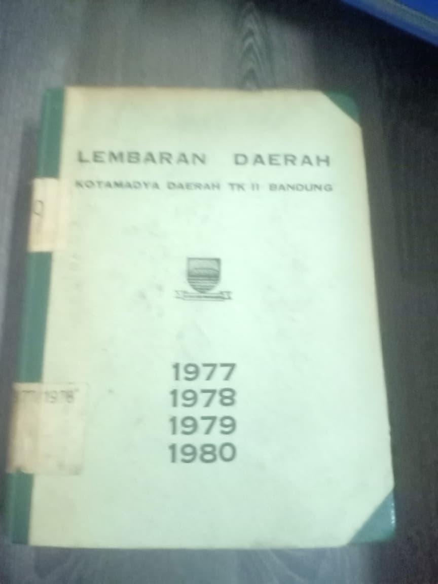 Cover Lembaran Daerah Kotamadya Daerah TK II Bandung