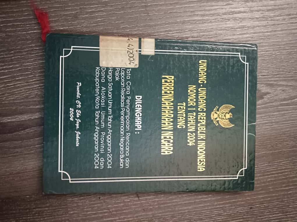 Cover Undang-Undang Republik Indonesia Nomor 1 Tahun 2004 Tentang Perbendaharaan Negara