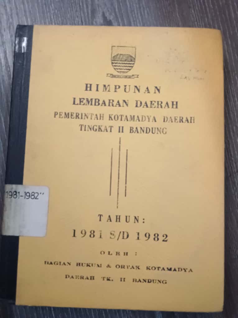 Cover Himpunan Lembaran Daerah Pemerintah Kotamadya Daerah Tingkat II Bandung