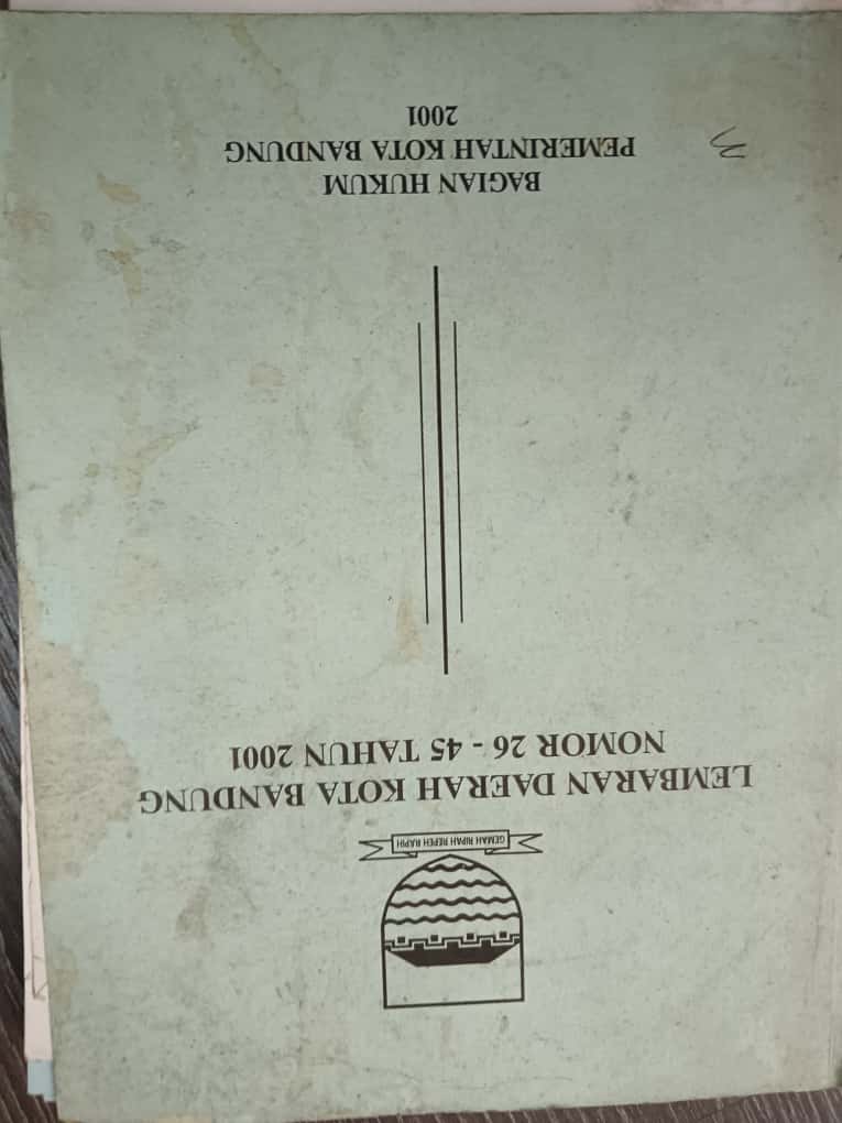 Cover Lembaran Daerah Kota Bandung Nomor 26-45 Tahun 2001