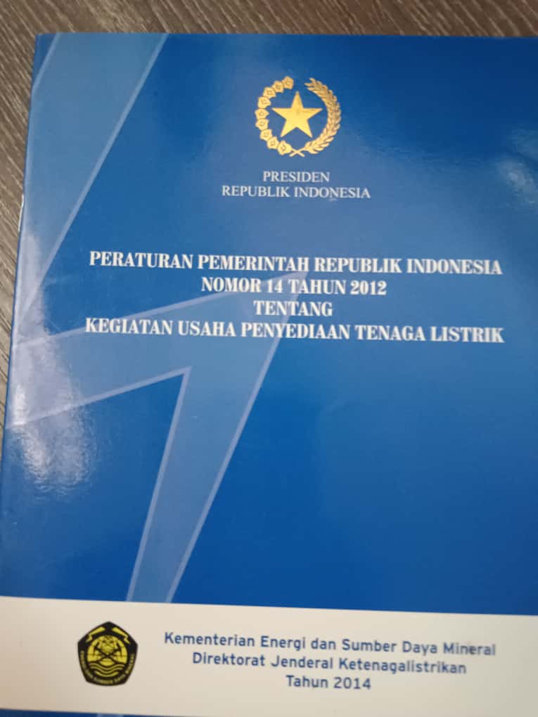Cover Peraturan Pemerintah Republik Indonesia Nomor 14 Tahun 2012 Tentang Kegiatan Usaha Penyediaan Tenaga Listrik