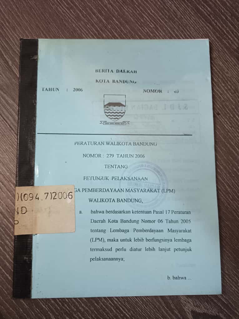 Cover Peraturan Walikota Bandung Nomor 402 Tahun 2006 Tentang Susunan Organisasi Dan Tata Kerja Perusahaan Daerah Kota Bandung