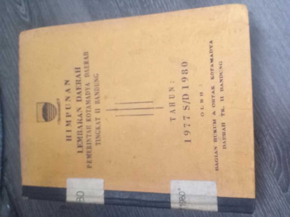 Cover Himpunan Lembaran Daerah Pemerintah Kotamadya Daeah Tingkat II Bandung