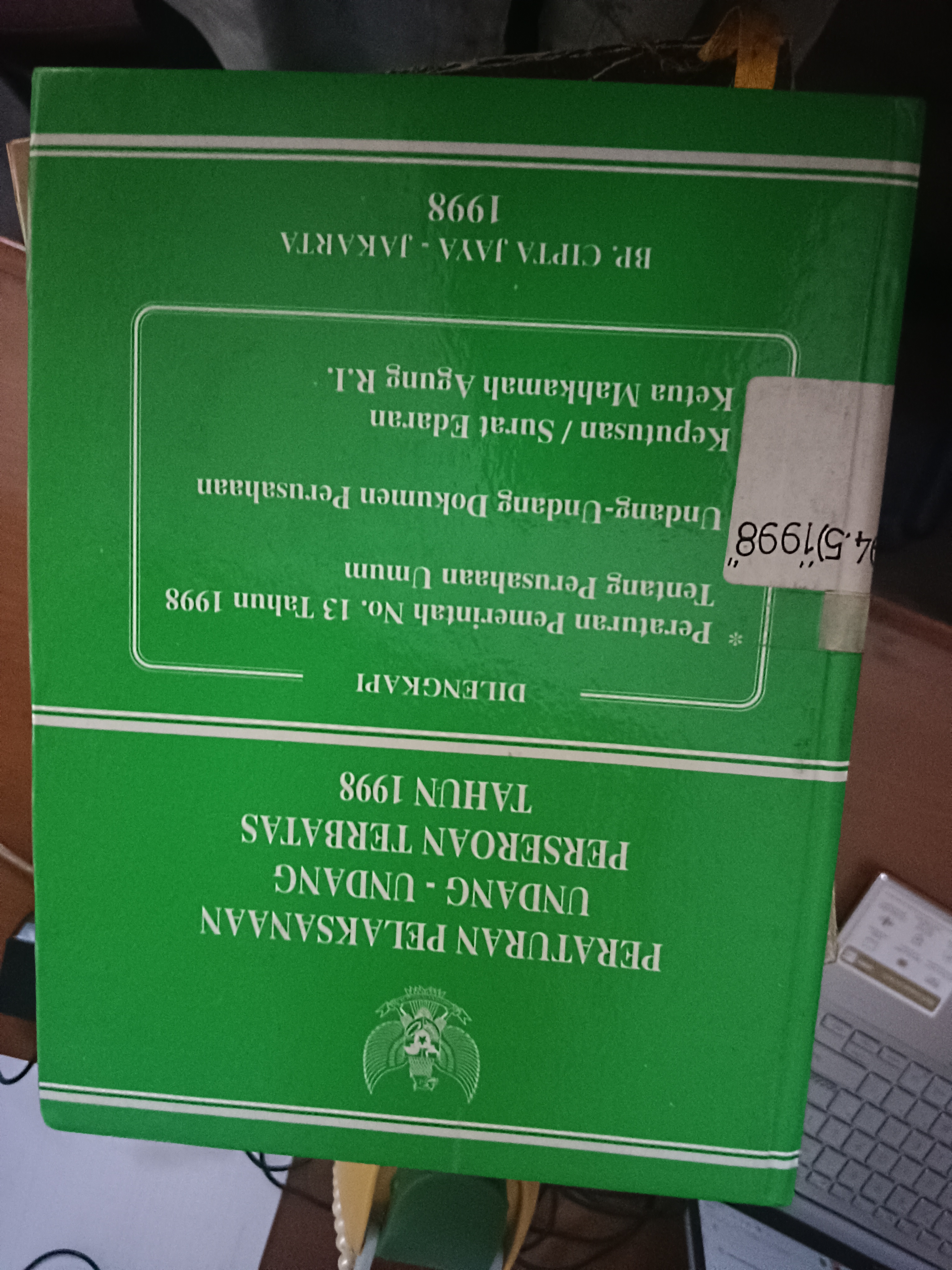 Cover Peraturan Pelaksanaan Undang-Undang Perseroan Terbatas Tahun 1998