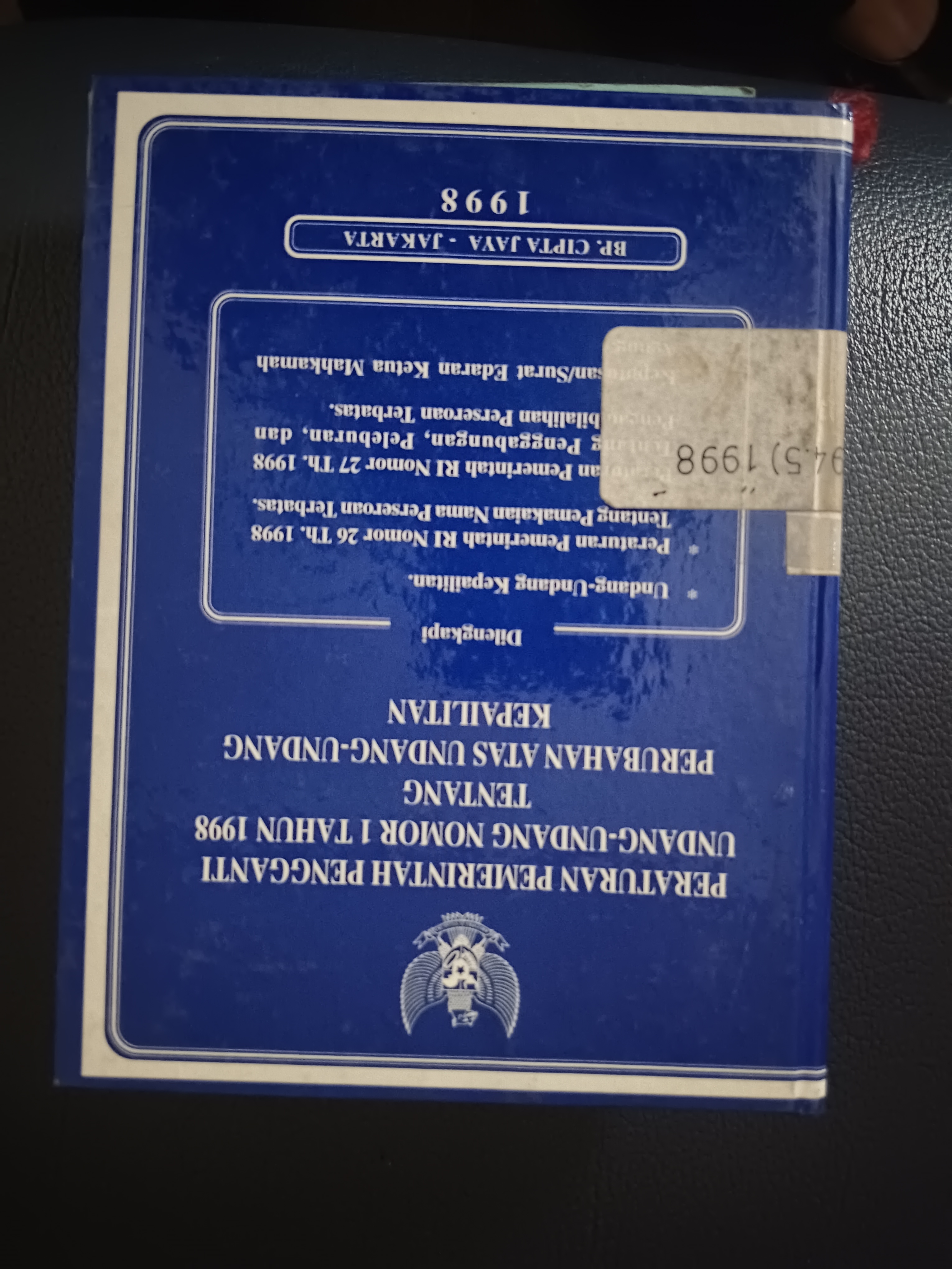 Cover Peraturan Pemerintah Pengganti Undang-Undang Nomor 1 Tahun 1998 Tentang Perubahan Atas Undang-Undang Kepailitan