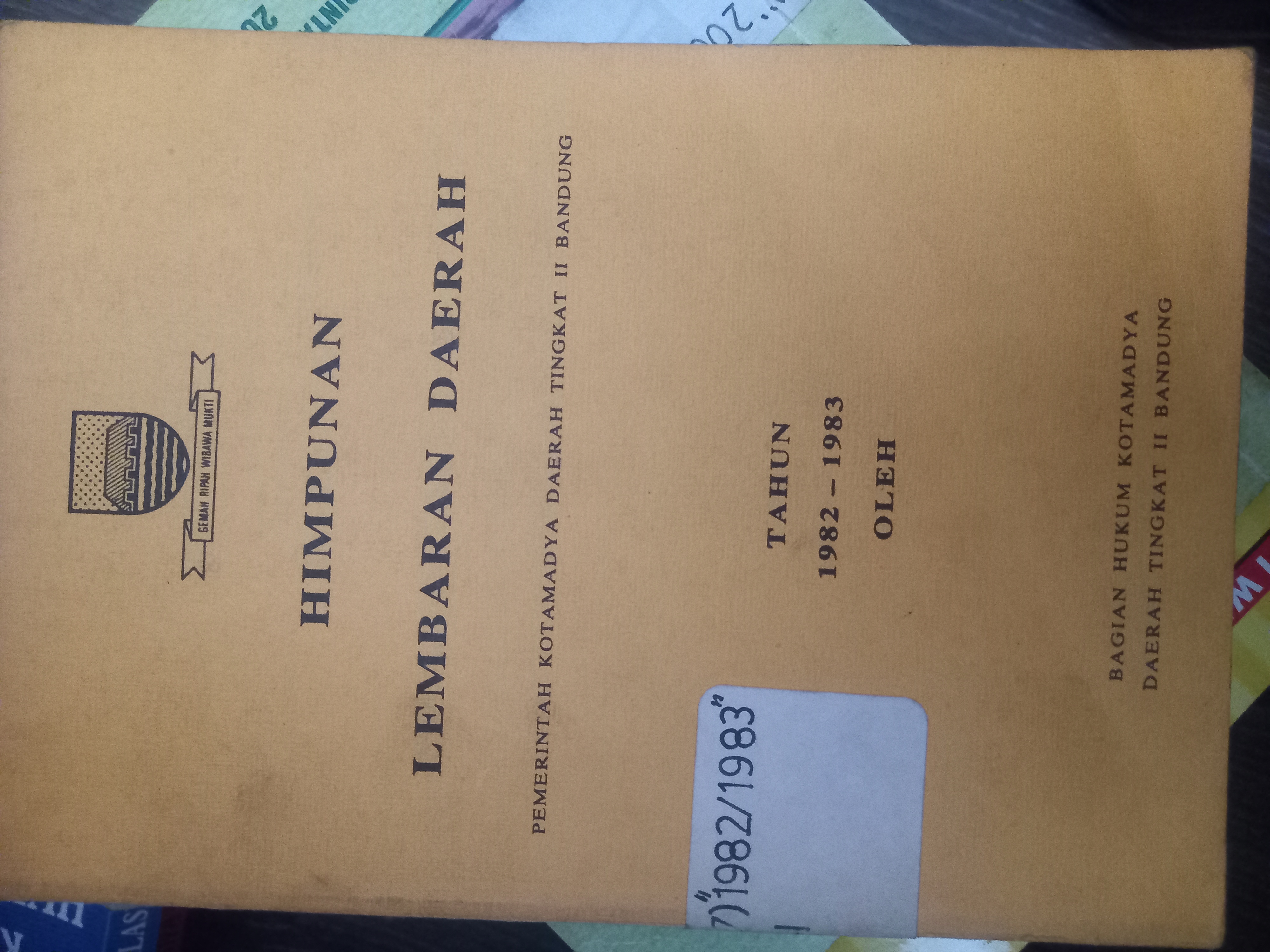 Cover Himpunan Lembaran Daerah Tahun 1982 - 1983