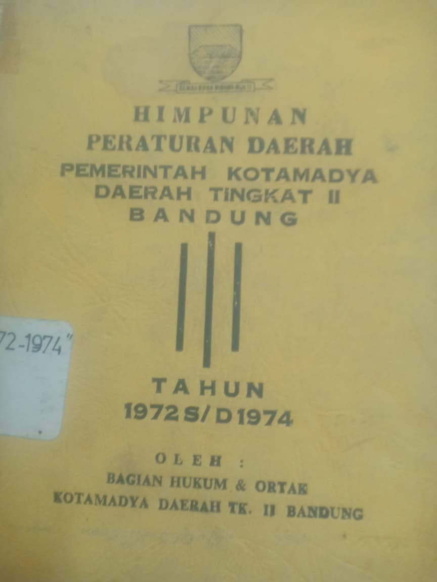 Cover Himpunan Peraturan Daerah Pemerintah Kotamadya Daerah Tingkat II Bandung