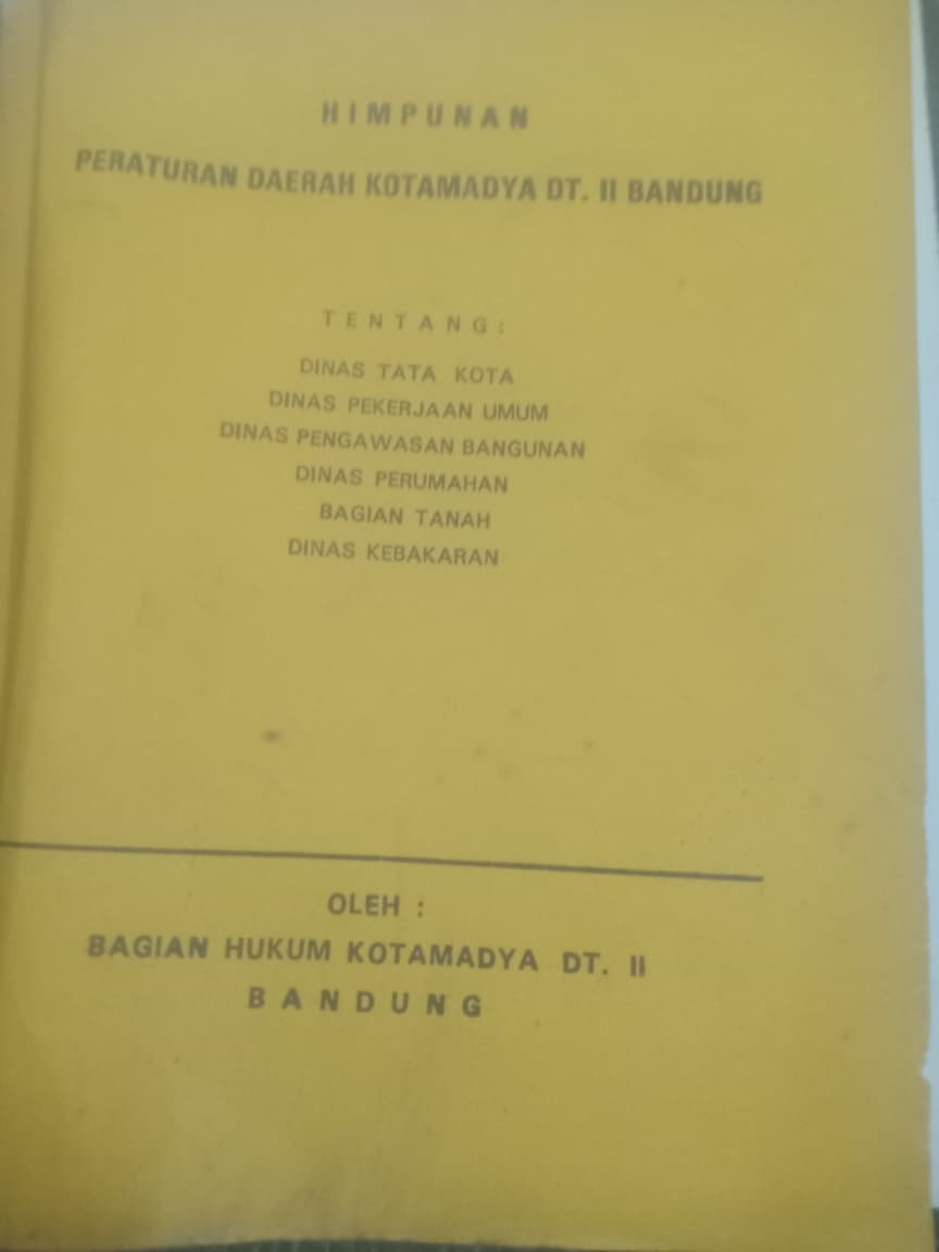 Cover Himpunan Peraturan Daerah Kotamadya DT II Bandung