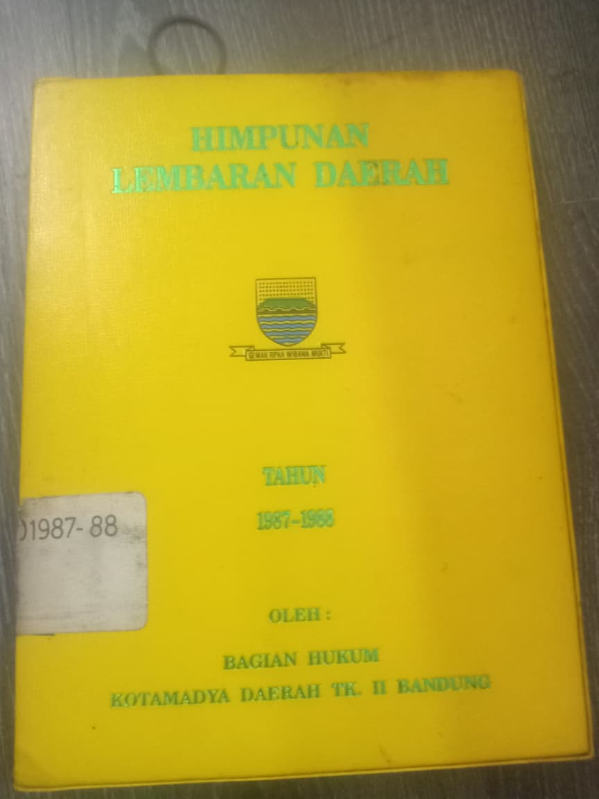 Cover Himpunan Lembaran Daerah Tahun 1987-1988