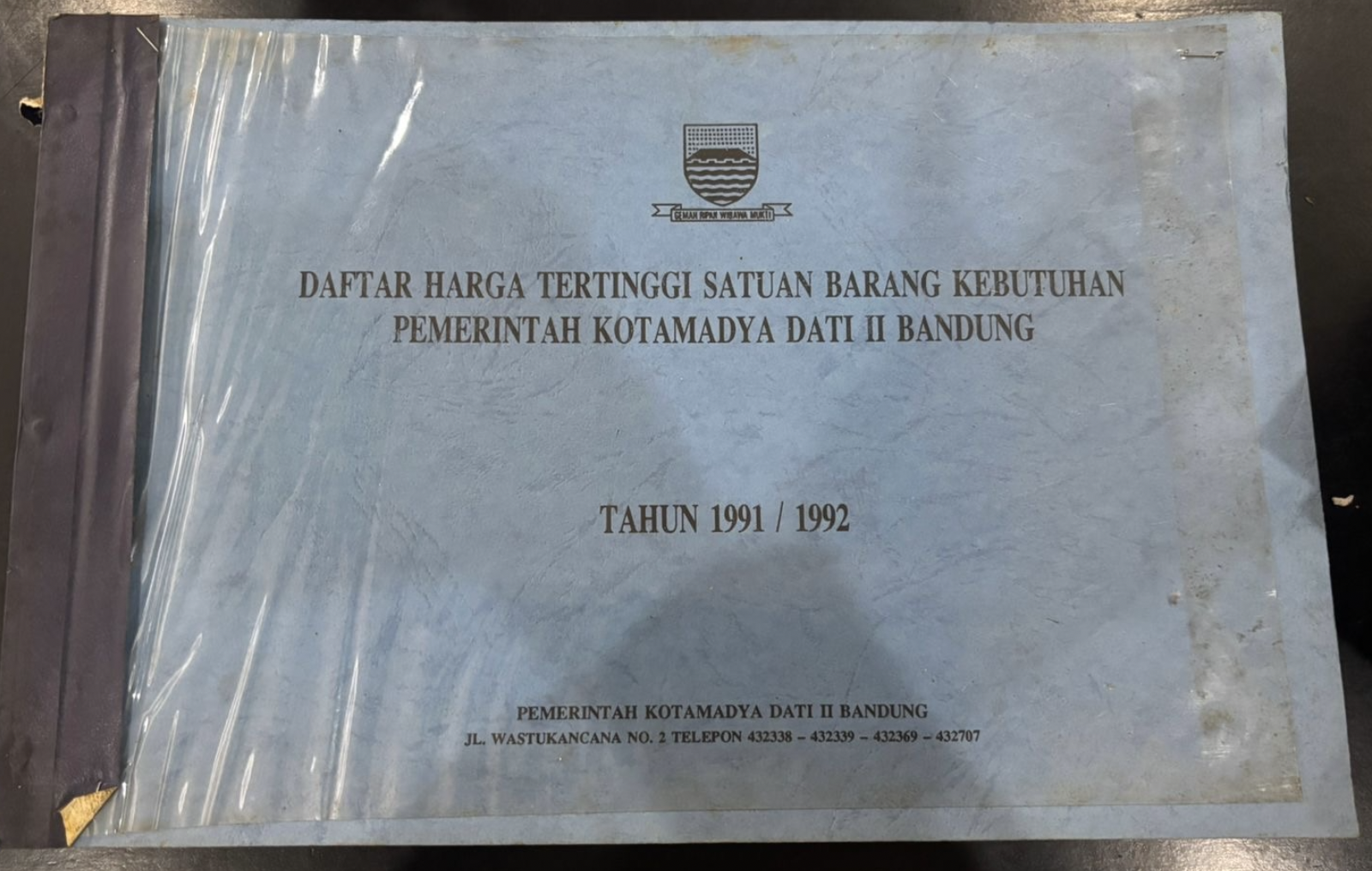 Cover Daftar Harga Tertinggi Satuan Barang Kebutuhan Pemerintah Kotamadya DATI II Bandung
