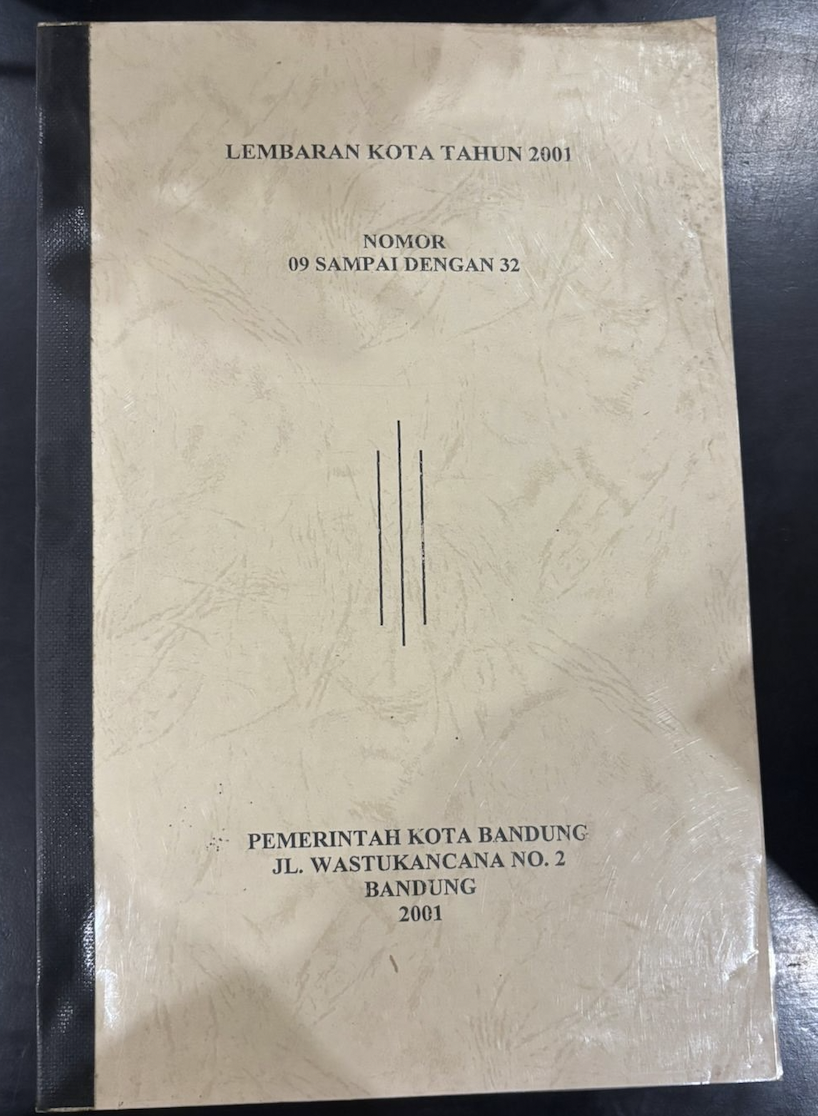 Cover Lembaran Kota Tahun 2001 Nomor 09 sampai dengan 22