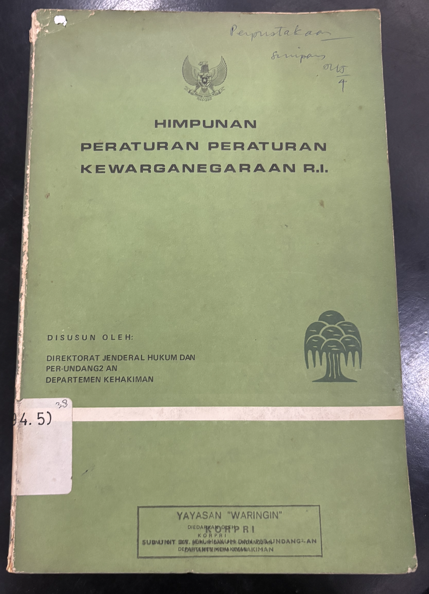 Cover Himpunan Peraturan Peraturan Kewarganegaraan RI